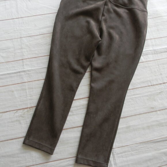 Andrew Marc PULL- On Leggings Faux Suede Front Seamed Pants Taupe/BROWN SZ XXL - Picture 4 of 5